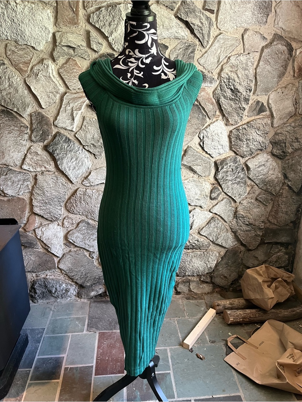 Pretty Garden Green Knit Dress M
